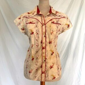 Red Floral Wrangler Pearl Snap Short Sleeve